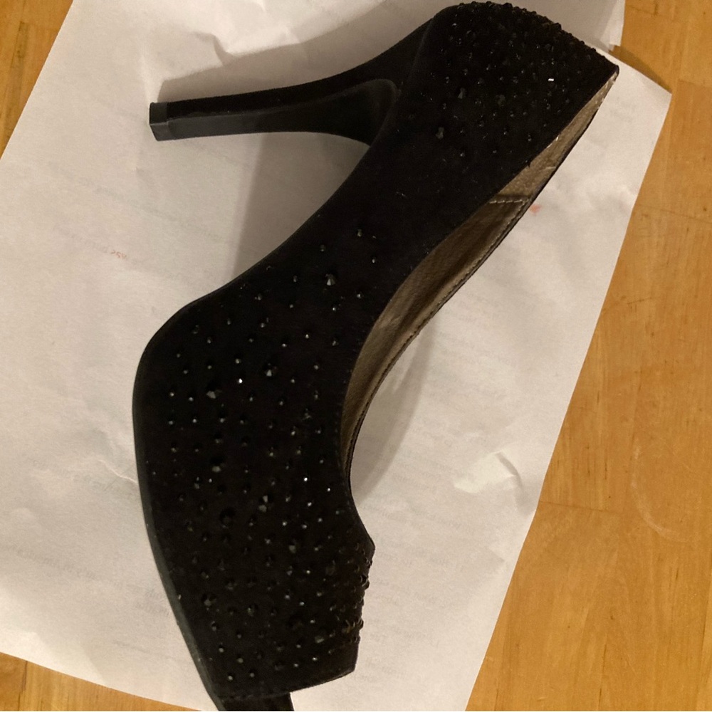 Elegant Black, Subtle Crystal Heels - Picture 5 of 8